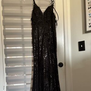 Elegant Black Sequin Gown